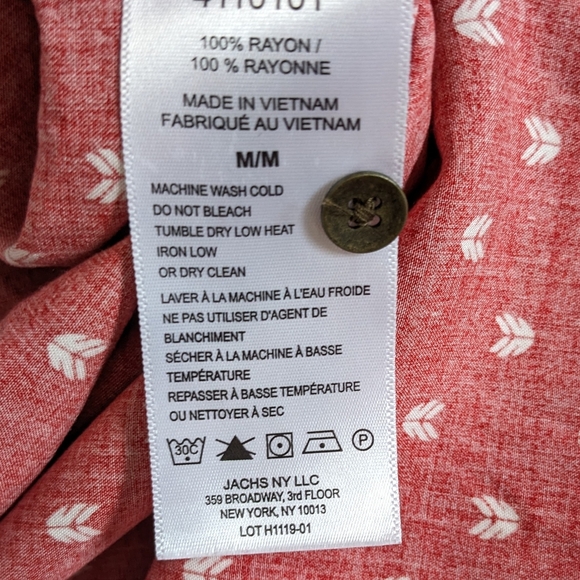 Jachs New York Red Girlfriend  Button Up Cap Sleeve Top Size M - Picture 11 of 11